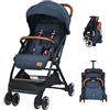 LIFEZEAL Passeggino Ultraleggero per Bambini 0-36 Mesi, Passeggino Compatto a Ombrello, per Viaggio, Aereo, Pieghevole, Regolabile, con Cintura di Sicurezza, Ruote, Freno, Parasole, Cesto, Blu