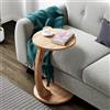 [en.casa] Tavolino da Divano (AxØ) 56 x 38 cm Tavolino Basso a Forma di C - Consolle con 4 Rotelle e Piano Rotondo - Effetto Legno