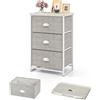 KOMFOTTEU Cassettiera in Tessuto, Cassettiera Camera da Letto con Piano in Legno, Cassettiera per Corridoio con Telaio in Metallo, Armadietto a 3/4 Cassetti per Soggiorno, Bagno, Grigio (3 Cassetti)