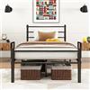VERFARM Letto singolo in metallo con rete a doghe, 90 x 200 cm, colore: nero