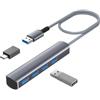 Elebase Hub USB 3.0 per PS5 PS4 Pro/Slim con Cavo 60 cm,4 Porte Sdoppiatore Adattatore Multiporta Alta velocità 5Gbps con OTG per MacBook,PC,iMac,Surface,Laptop,Desktop