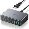 Rocoren 480W Caricatore USB C Multiplo, GaN 10-Port PD100W PPS Rapido Alimentatore USB C, 4 Laptops Stazione di Ricarica Compatibile con MacBook Pro/Air, iPad, iPhone, Samsung Galaxy, Laptop
