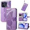 JIUNINE Cover per Realme C53 / Realme C51 / Realme Note 50, Custodia Interno TPU Antiurto Portafoglio con Disegni di Farfalla [Carta Fessura] [Supporto Stand] Cover Libro in PU Pelle, Viola
