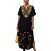 YOUKD Abito caftano ricamato Boho Beach Bikini Coprire Vestaglia Plus Size Loungewear per le donne, M Nero, taglia unica