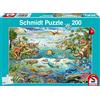 Schmidt Spiele- Discover The Dinasaurs Puzzle Scopri i Dinosauri, 200 Pezzi, Multicolore, medium, 56253