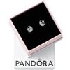 PANDORA Orecchini a bottone Moments a forma di luna in argento Sterling con zirconia cubica trasparente