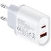 Ouorkee Caricatore USB, 20W Presa USB C Caricatore PD & QC3.0 Carica Cellulare Alimentatore Ricarica Adattatore per iPhone 16/15/14/13/12/11,Samsung S24 S23 S22 S21 S20 A16 5G A55 A35 A55 A54 A25 5G z flip 6