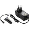 Poppstar Alimentatore Universale Regolabile CA CC (3V 4,5V 5V 6V 7,5V 9V 12V - 2A (2000mA) con 6 Connettori a Spina CC