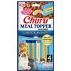INABA Churu Meal Topper, Snack per Gatti Cremoso con Tonno e Capesante - 1 Pack (4 Stick x 14gr) - Condimento per Cibo Secco Gatti - Snack Gatto Senza Conservanti o Coloranti Artificiali, Grain-Free
