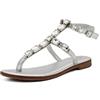 QUEEN HELENA Infradito con Strass e Pietre Sandali Gioiello Aperti Bassi con Cinturino Donna Y5005 (Argento, numeric_40)