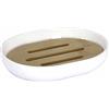 Douceur d'Intérieur Portasapone, poliestere e bambù, bianco, 12,2 x 9,3 x 2,5 cm
