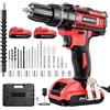 MHPRO Trapano Avvitatore Batteria 21V, Avvitatore a Batteria con 2 Batterie da 2.0Ah, 42N.m di Coppia, 2 Velocità, 25+3 Coppia, 30 Accessori, Luce a LED, Per il fai da te