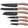 BerlingerHaus Rose Gold Set di 6 Coltelli da Cucina Professionali, Lama in Acciaio Inossidabile, Rivestimento Antiaderente, Pane, Santoku, Manico Ergonomico, Design Metallic Line (BH-2543)
