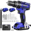 MHPRO Trapano Avvitatore Batteria 21V, Avvitatore a Batteria con 2 Batterie da 2.0Ah, 42N.m di Coppia, 2 Velocità, 25+3 Coppia, 30 Accessori, Luce a LED, Per il fai da te, in Casa e Giardino
