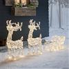 Lights4fun Renne e Slitta Luminose In Acrilico con 240 LED Bianco Caldo con Timer Decorazione di Natale Illuminazione Natalizia per Interni Giardino Esterni