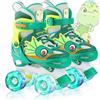 WESKIFAN Dinosauro Pattini a Rotelle Bambina Pattini Bambina Pattini a 4 Ruote Regolabili con Tutte Ruote LED per Ragazzi Bambina Principianti Regalo di Compleanno Natale
