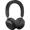 Jabra Evolve2 75 Cuffie Wireless PC Stereo con Base di Ricarica e 8 Microfoni - Doppia schiuma, cancellazione attiva del rumore regolabile, adattatore Bluetooth USB-C, compatibilità UC - Nero