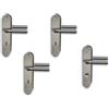Alpertec Set di 4 accessori per la ristrutturazione, in acciaio inox lucido/satinato laccato lucido, per 3 ante con fori colorati e 1 porta del bagno, maniglia della porta, maniglia della porta
