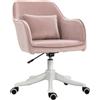 HOMCOM Vinsetto Sedia da Ufficio Massaggiante a 2 Punti con Cuscino e Braccioli, in Tessuto, 57x70x78-86 cm, Rosa