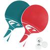 Cornilleau Tacteo Set 2 Racchette + 3 Palline, Verde/Bianco/Rosso