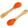 bamboo bamboo ® Cucchiai Baby Svezzamento Set 2 | Bamboo con Morbido Silicone | Manici Ergonomici Facili | Senza BPA (Set 2, Arancia)