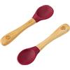 bamboo bamboo ® Cucchiai Baby Svezzamento Set 2 | Bamboo con Morbido Silicone | Manici Ergonomici Facili | Senza BPA (Set 2, Ciliegia)