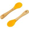 bamboo bamboo ® Cucchiai Baby Svezzamento Set 2 | Bamboo con Morbido Silicone | Manici Ergonomici Facili | Senza BPA (Set 2, Giallo)
