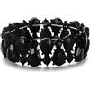 EVER FAITH Braccialetto Donna, Nuziale Cristallo Goccia Elastico Elasticità Bracciale per Donne, Rhinestone Statement Jewelry Nero