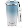 GLEKGLEK Tazza Termica Caffe con Tracolla, 500ml Tazza da Viaggio Anti-spill, Tappo Vite Travel Mug, per Adulti Lavoro