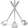 YOSUKATA Spatola e Mestolo Cucina e Paletta da Cucinar Wok 43 cm - Set Utensili Cucina Acciaio Inox 304 - Set Mestoli Cucina - Accessori per Wok - Accessori Cucina Universali - Gadget Cucina