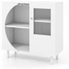GIANTEX Mobiletto Moderno da Cucina, Credenza con Porta Calici, 2 Ripiani Aperti, Anta in Vetro Temperato, Cassetto, Mobile Bar Salvaspazio in Legno per Cucina, Sala da Pranzo, Soggiorno, Bianco