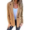 Goolecrimp Donna Autunno Risvolto Tinta Unita Tweed Blazer Misto Casual Business Ufficio Risvolto Giacca Corta Elegante Caldo Antivento Giacca Abito Tweed (Cammello,M)