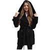 FRAUIT Cappotto Donna Invernale Doppio Petto Cardigan con Cappuccio con Cintura Parka Giacca Lunga Donna Primaverile Giacche Blazer Tailleur Ragazza Eleganti Cappotti Lana Giubbini