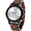 VICVS Orologio da uomo in legno, orologio da uomo Pterocarpus soyauxii in noce nero, cronografo multifunzione con cinturino in legno, adatto a qualsiasi polso (Walnut White)