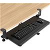5Rcom Porta Tastiera Estraibile, Estensione Scrivania da Tavolo per THk 8-50 mm, Ripiano Estraibile per Laptop, Supporto Tastiera pc 650 x300 mm, Perfetto per la Casa o L'Ufficio (Nero)