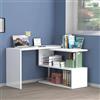 Dmora - Scrivania Candido, Scrittoio angolare porta PC, Tavolo multiuso per ufficio, Scrivania salvaspazio multiposizione, 100% Made in Italy, cm 120x50h75, Bianco lucido
