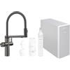 BLANCO CHOICE Icona | Rubinetto da cucina in acciaio inox satinato scuro | Rubinetto multifunzione all-in-one | Acqua refrigerata in still, media, frizzante e caldo | Include app per personalizzare