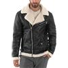 Giosal Giubbotto Montone Uomo Chiodo College Con Zip Giacca Imbottita Calda Aviatore Con Pelliccia Casual Vari Colori (IT, Testo, XXL, Regular, Regular, Nero4)