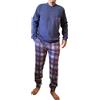 ARTIGIANI DEL PIGIAMA Pigiama da Uomo Invernale Punto Milano Jacquard Felpato Morbido e Traspirante Derby Made in Italy Lungo (IT, Testo, L, Regular, Regular, Jeans Pant. Quadri)