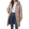 Happy Cherry Cappotto Donna Piumino Lungo con Cappuccio Giacca Invernale Calda con Cerniera Cappotto Trapuntato Antivento Tinta Unita Marrone 3XL