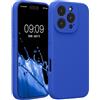 kwmobile Cover per iPhone 16 PRO Custodia - Back Case per Smartphone in Silicone TPU - Protezione Gommata - Blu Baltico