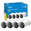 Tapo C425 Telecamera WiFi Esterno Senza Fili 2K 4MP con Base Magnetica, Batteria 300Dì, Allarme su Rilevamento Movimento, IP66, Audio Bidirezionale, Visione Notturna a Colori, Nessun Hub Richiesto 4pz