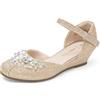 DREAM PAIRS Scarpe Eleganti Ragazze Décolleté con Tacco Basso Festa di Fiori Matrimonio Principessa,Size 31,Oro Glitter,SDFL2414K