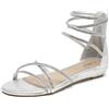 DREAM PAIRS Donna Sandali con Zeppa Bassa con Cinturino alla Caviglia Sandali Piatti Estivi,Size 37,Argento,Weitz