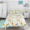 Bloomsbury Mill - Set Copripiumino Piazza e Mezza - Animali del Safari e Giungla - Lenzuola Letto Reversibile Per Ragazzi/Ragazee - Set Di Biancheria Da Letto Per Bambini - 200 x 200cm e 2 Federe