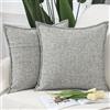 Madizz 2 Pezzi Lino in Poliestere Copricuscini Morbido Decorativo Fodere per Cuscino Lusso Stile per Divano Camera da Letto 40x40 cm Grigio Misto