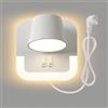 AWEKLIY LED Applique da parete, lampada da lettura a parete 3000K Temperatura colore regolabile Lampada da letto con interruttore, Con spina, Lampade da comodino per hotel in camera da letto, Bianco