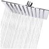 Xixitaihao Soffione Doccia a Pioggia in Acciaio Inox, 20 x 20 CM, 8 Pollici Docce Fisso Quadrato, Acciaio, Cromo, ugello anti-otturazione
