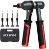 Beaspire Pinze per Rivettatrice, Attrezzo per Dadi Rivetti a Cricchetto Professionali Beaspire M3, M4, M5, M6, M8, M10, M12, Standard Mandrini con M4, M5, M6, M8 (Inclusi 40 Dadi per Rivetti)