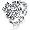 AEONSLOVE Anello Serpente Regolabile Argento 925 per Donna, Anello Aperto Albero della Vita/Foglia/Nodo di Strega/Celtica, Anello Cucchiaio da Pollice Vintage